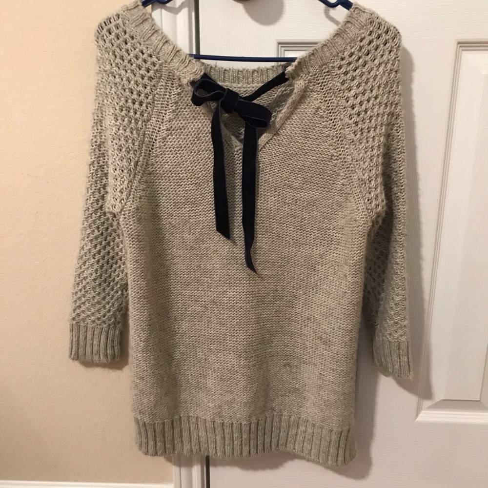 The Limited Grey sweater w/ velvet blue bow